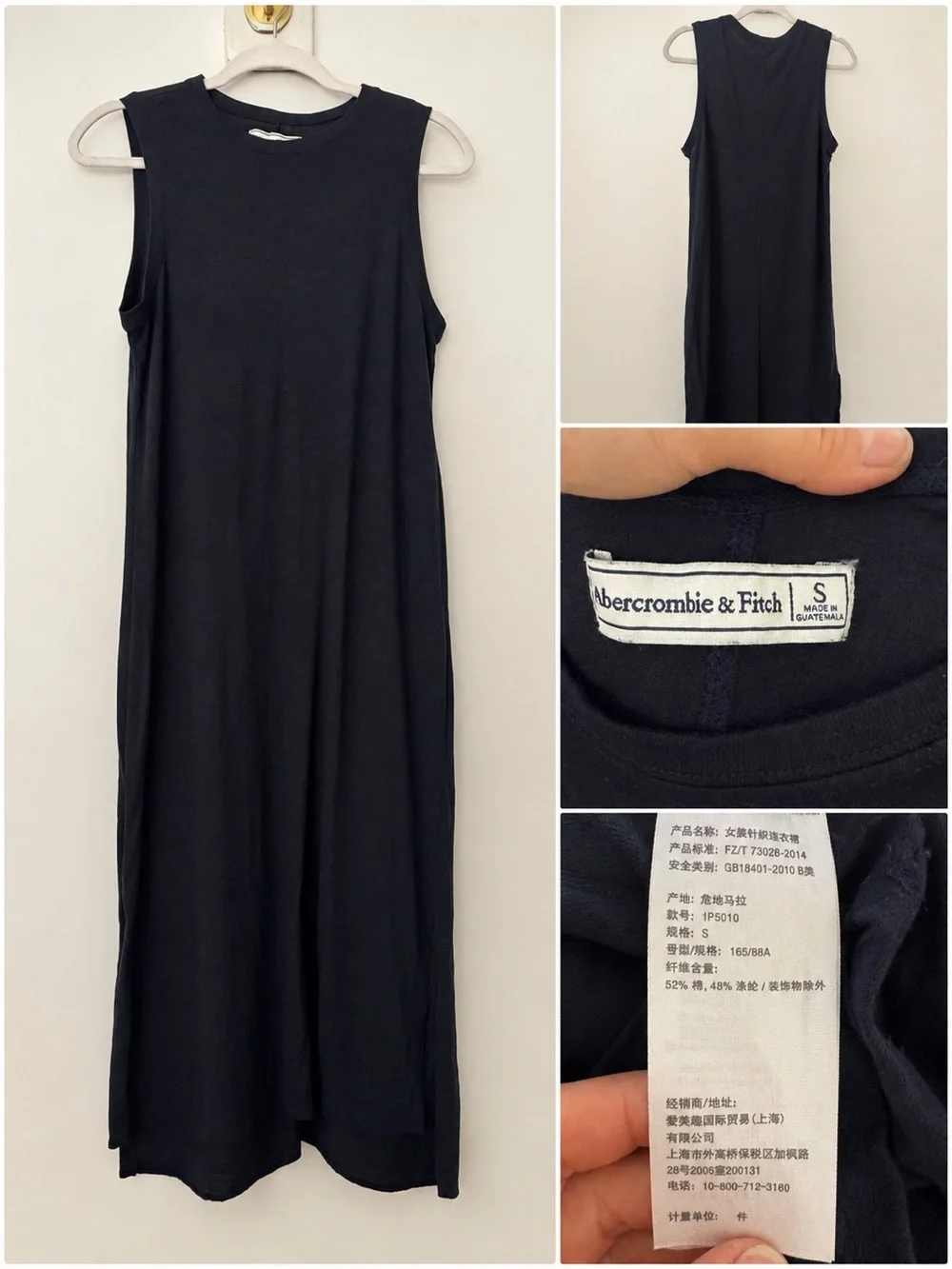 Abercrombie & Fitch Navy Blue Sleeveless Maxi Dress Size Small Soft Minimalist